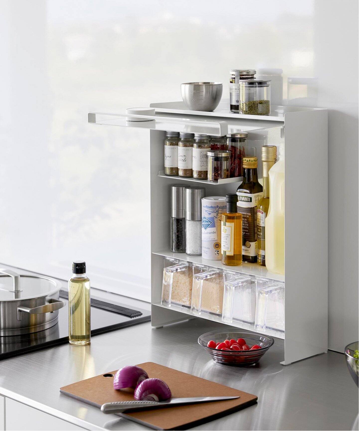 山崎実業【TOWER/タワー】前が開く 隠せる調味料ラック（食器  