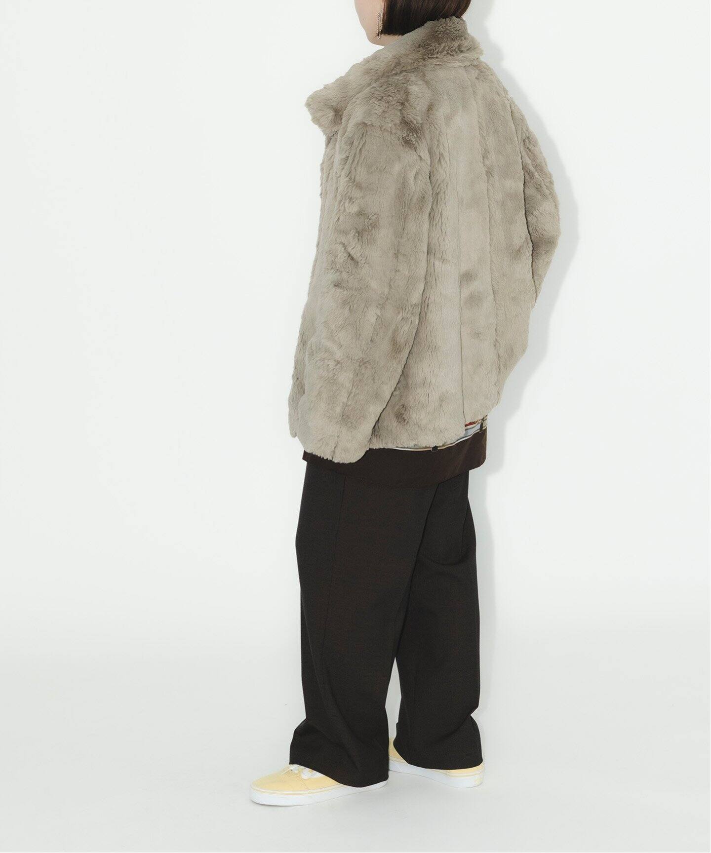 ヤマダヤ 定価23,000円 スエード×ファーショートダブルジャケット エコ 