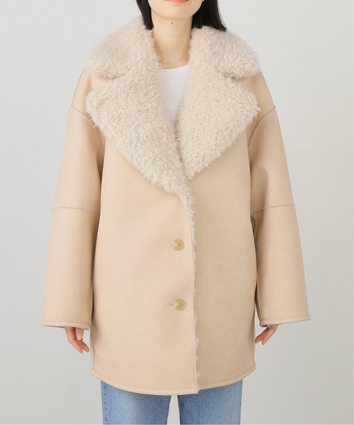 ETRE TOKYO リバーシブルムートンミドルコート（ムートンコート  