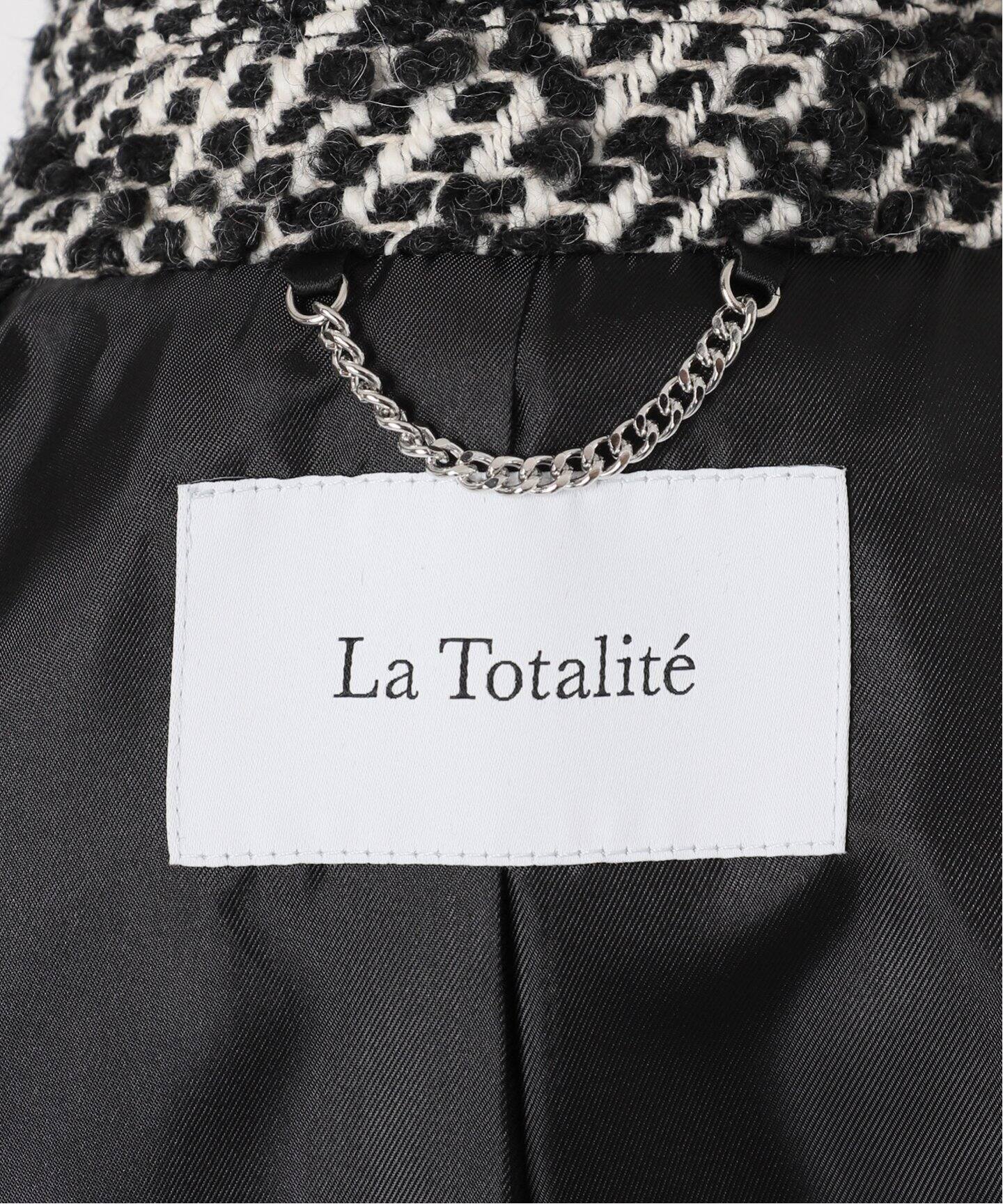 ツイードジャケット　トータリテ ラトータリテ ツイード ノーカラー ジャケット 金ボタン