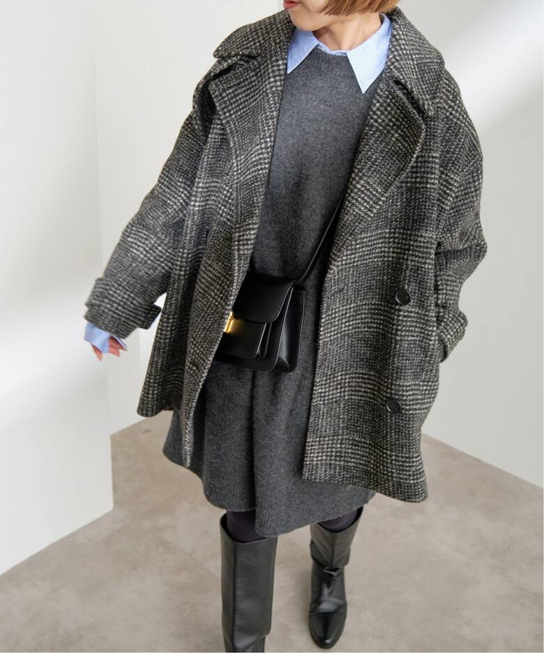 Wスライバーチェックハーフコート（その他ブルゾン／アウター）｜Spick  