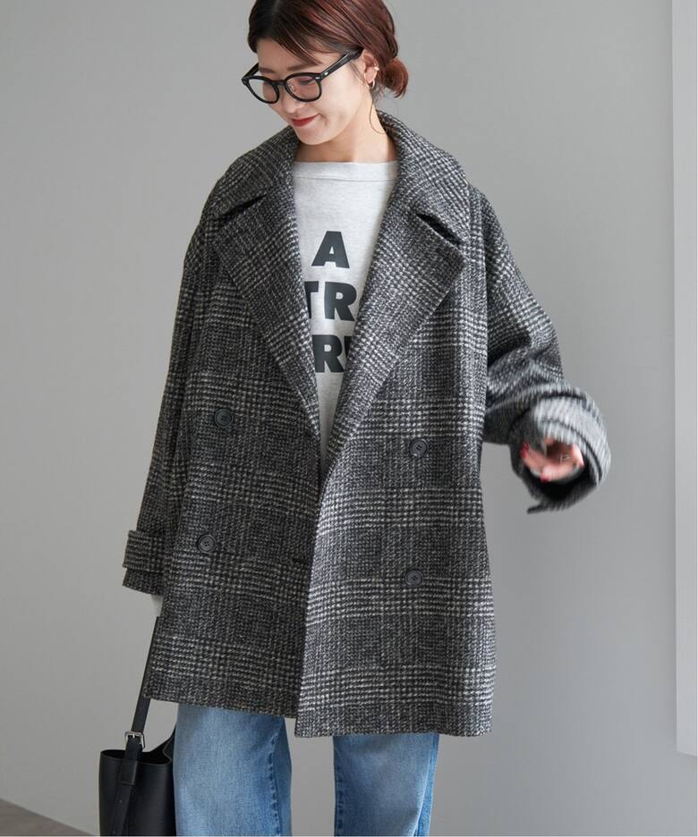 Wスライバーチェックハーフコート（その他ブルゾン／アウター）｜Spick  