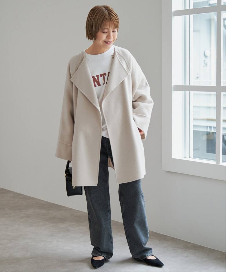 110sリバーポンチョ風コート（ノーカラーコート）｜Spick and Span  