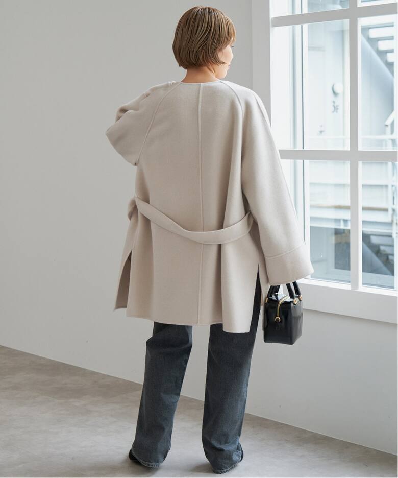 110sリバーポンチョ風コート（ノーカラーコート）｜Spick and Span  