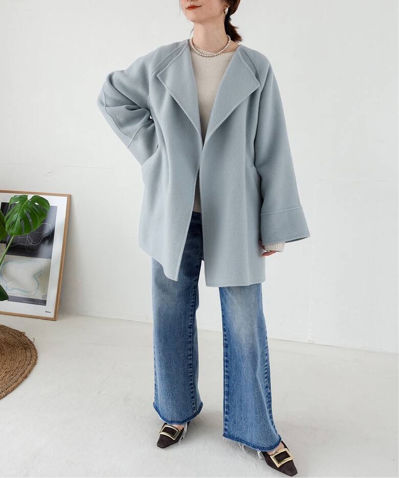 110sリバーポンチョ風コート（ノーカラーコート）｜Spick and Span  