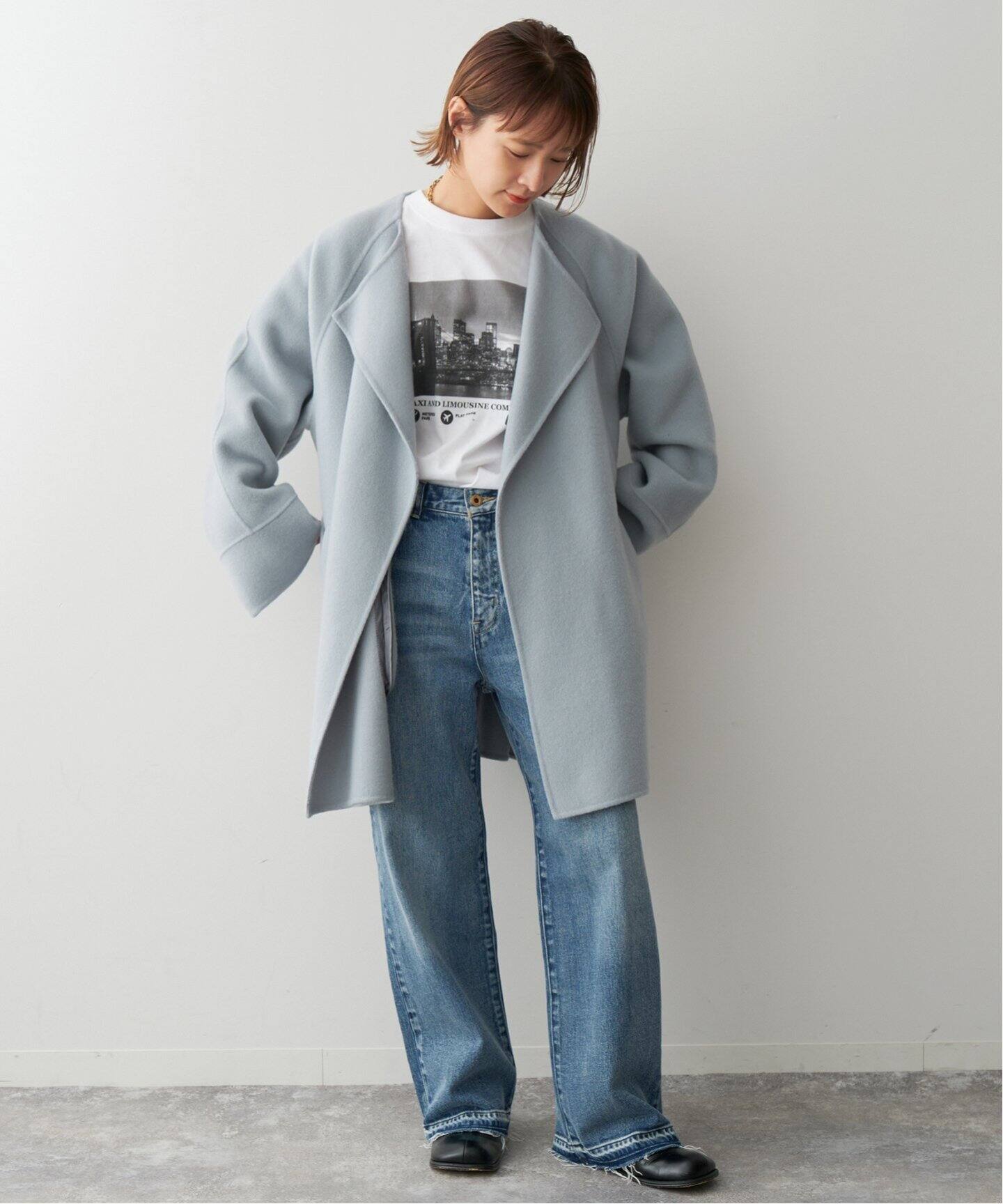 110sリバーポンチョ風コート（ノーカラーコート）｜Spick & Span 