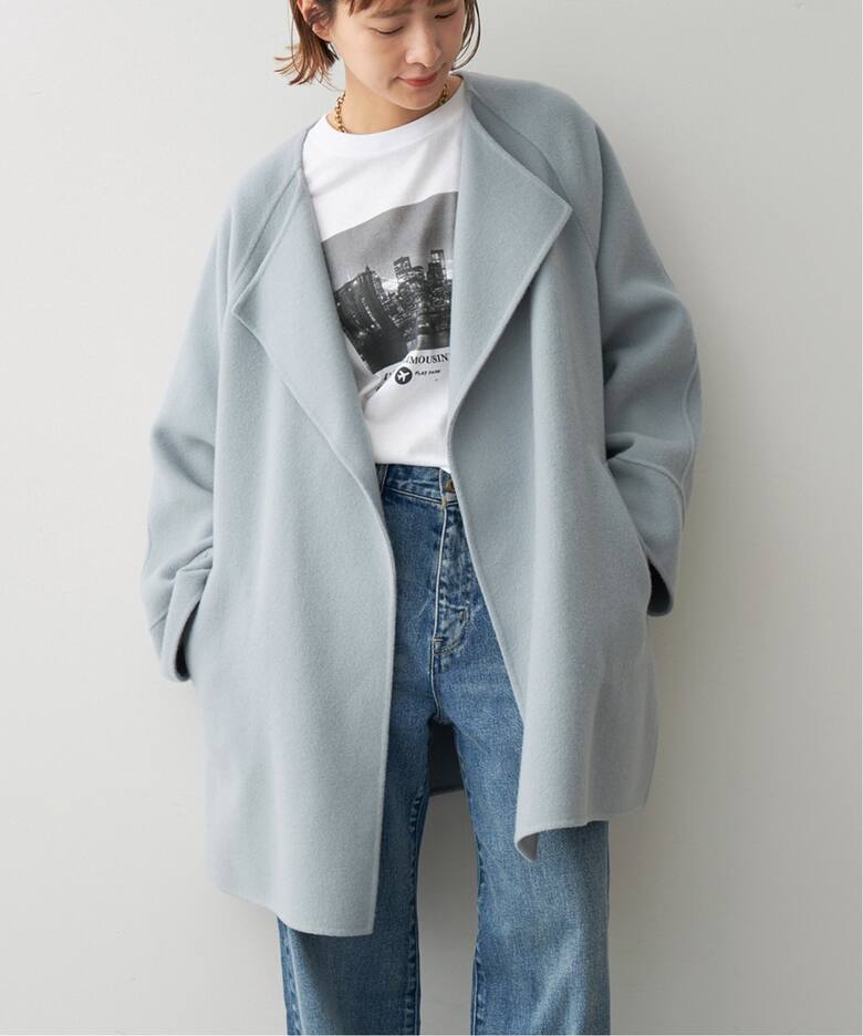 110sリバーポンチョ風コート（ノーカラーコート）｜Spick and Span  