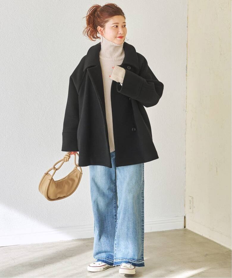 追加》W/Nyモッサステンカラーショートコート（ステンカラーコート  