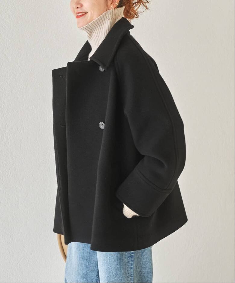 追加》W/Nyモッサステンカラーショートコート（ステンカラーコート  