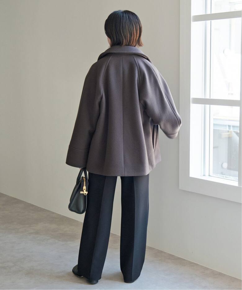 追加》W/Nyモッサステンカラーショートコート（ステンカラーコート  