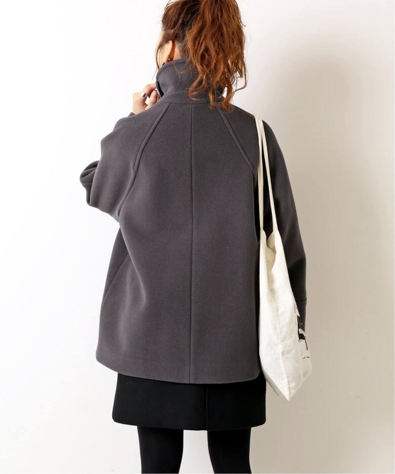 追加》W/Nyモッサステンカラーショートコート（ステンカラーコート  
