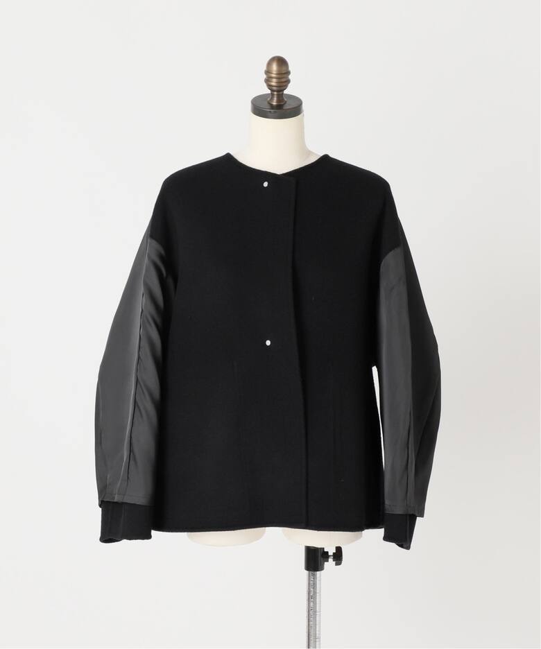 追加》ビーバーストール付きショートコート（ノーカラーコート  