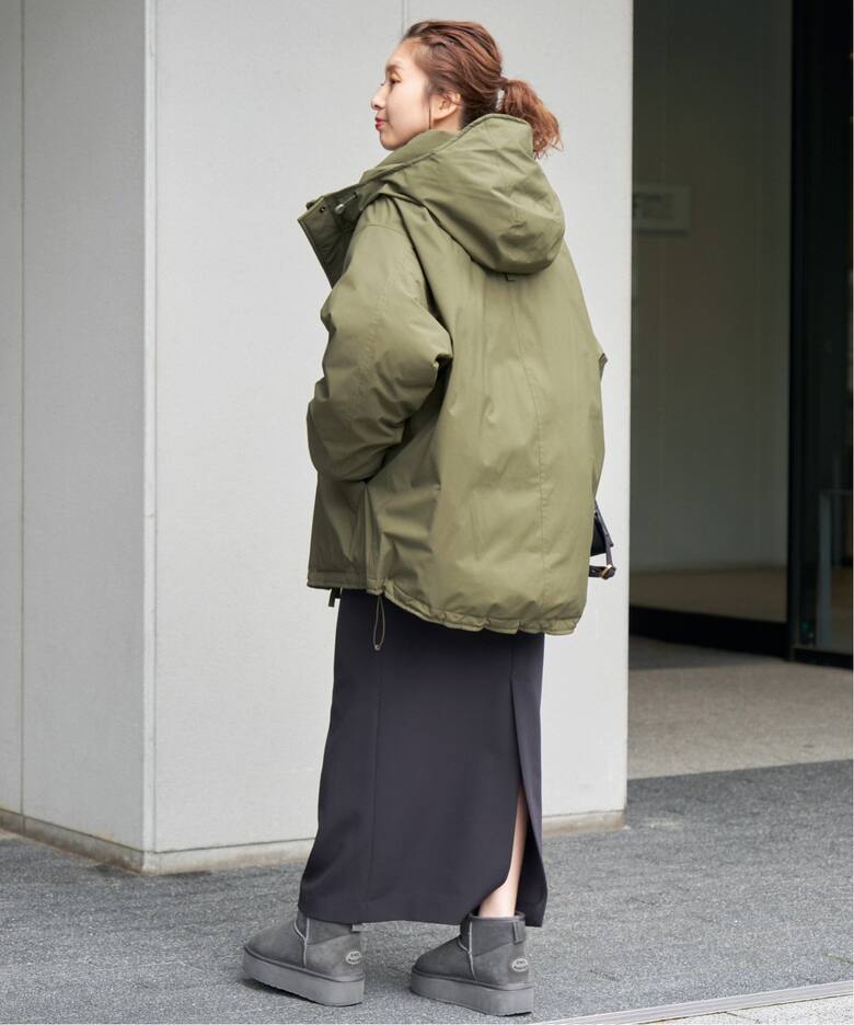 撥水フーデッドダウンハーフコート（ダウンジャケット）｜Spick and  