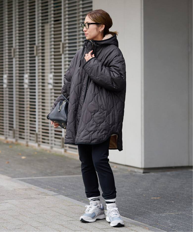 キルティング×ボア2WAYフーディーコート（中綿・キルティング  