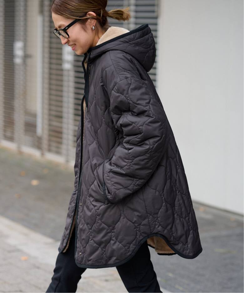 キルティング×ボア2WAYフーディーコート（中綿・キルティング  