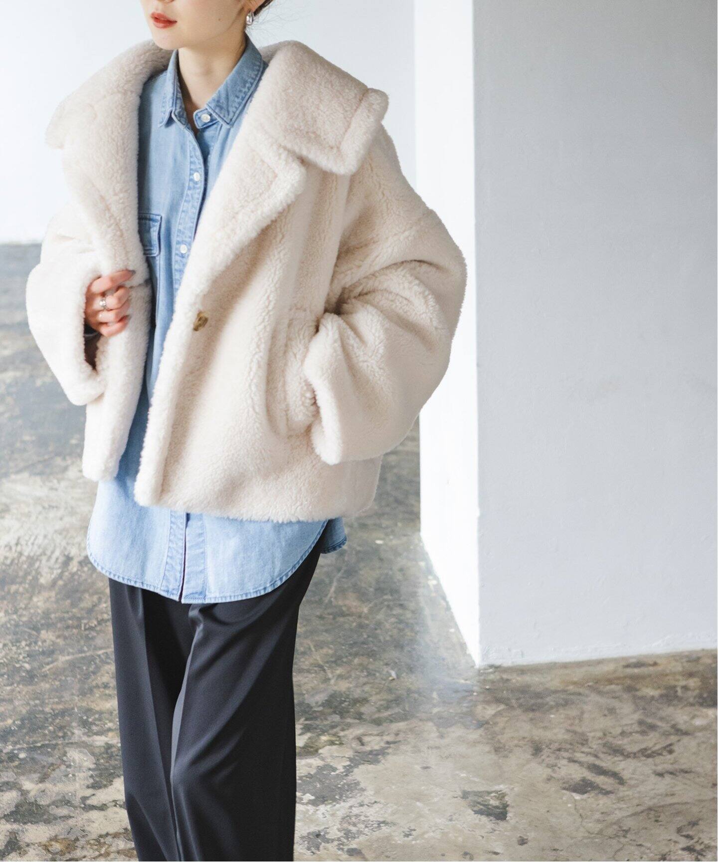 スノーボアビッグカラーコート（ボア・フリース）｜NOBLE（ノーブル  