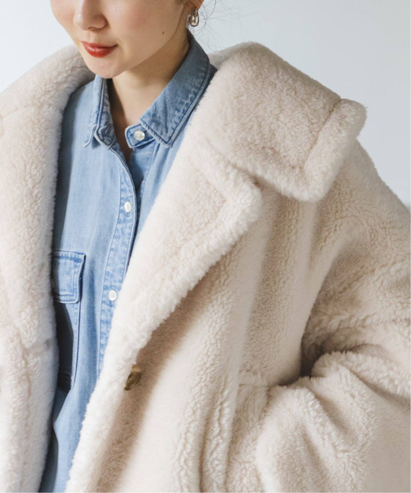 スノーボアビッグカラーコート（ボア・フリース）｜NOBLE（ノーブル  