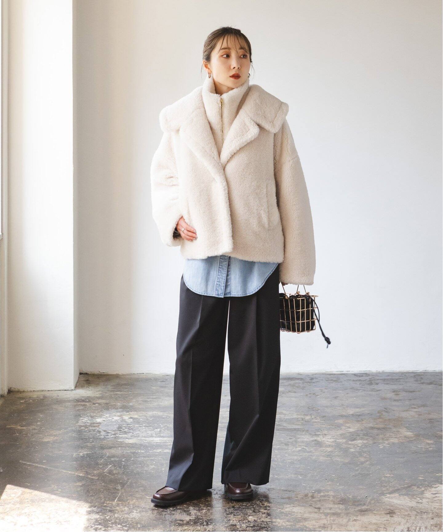 スノーボアビッグカラーコート（ボア・フリース）｜NOBLE（ノーブル  