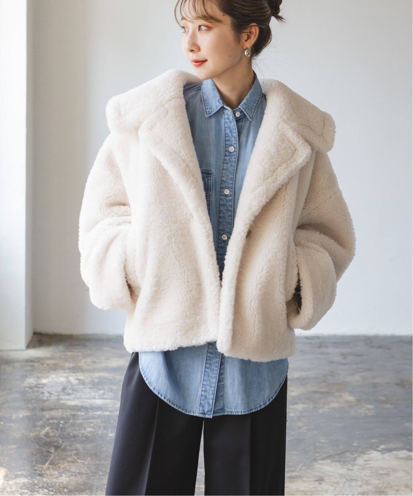 スノーボアビッグカラーコート（ボア・フリース）｜NOBLE（ノーブル  