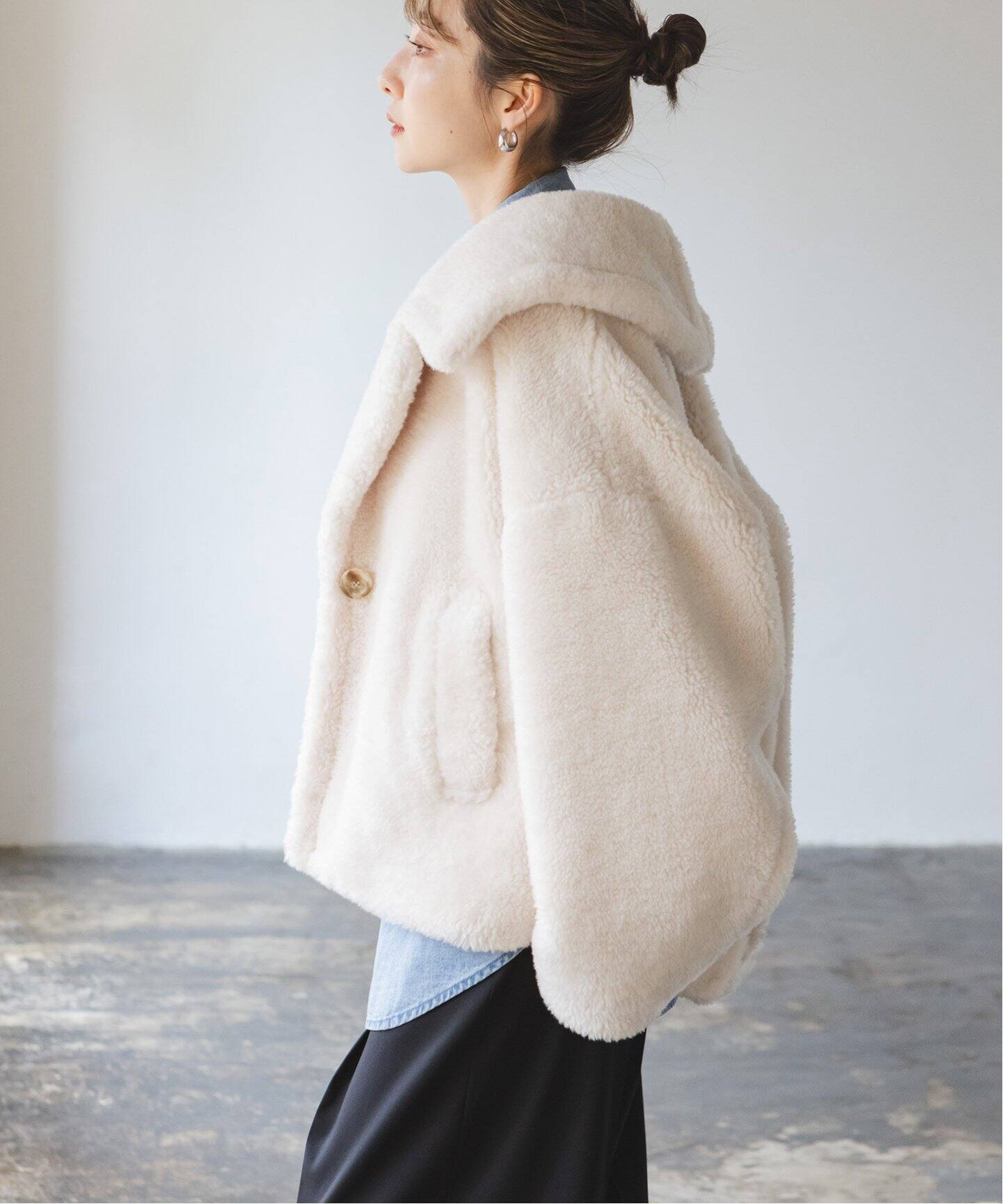 スノーボアビッグカラーコート（ボア・フリース）｜NOBLE（ノーブル  