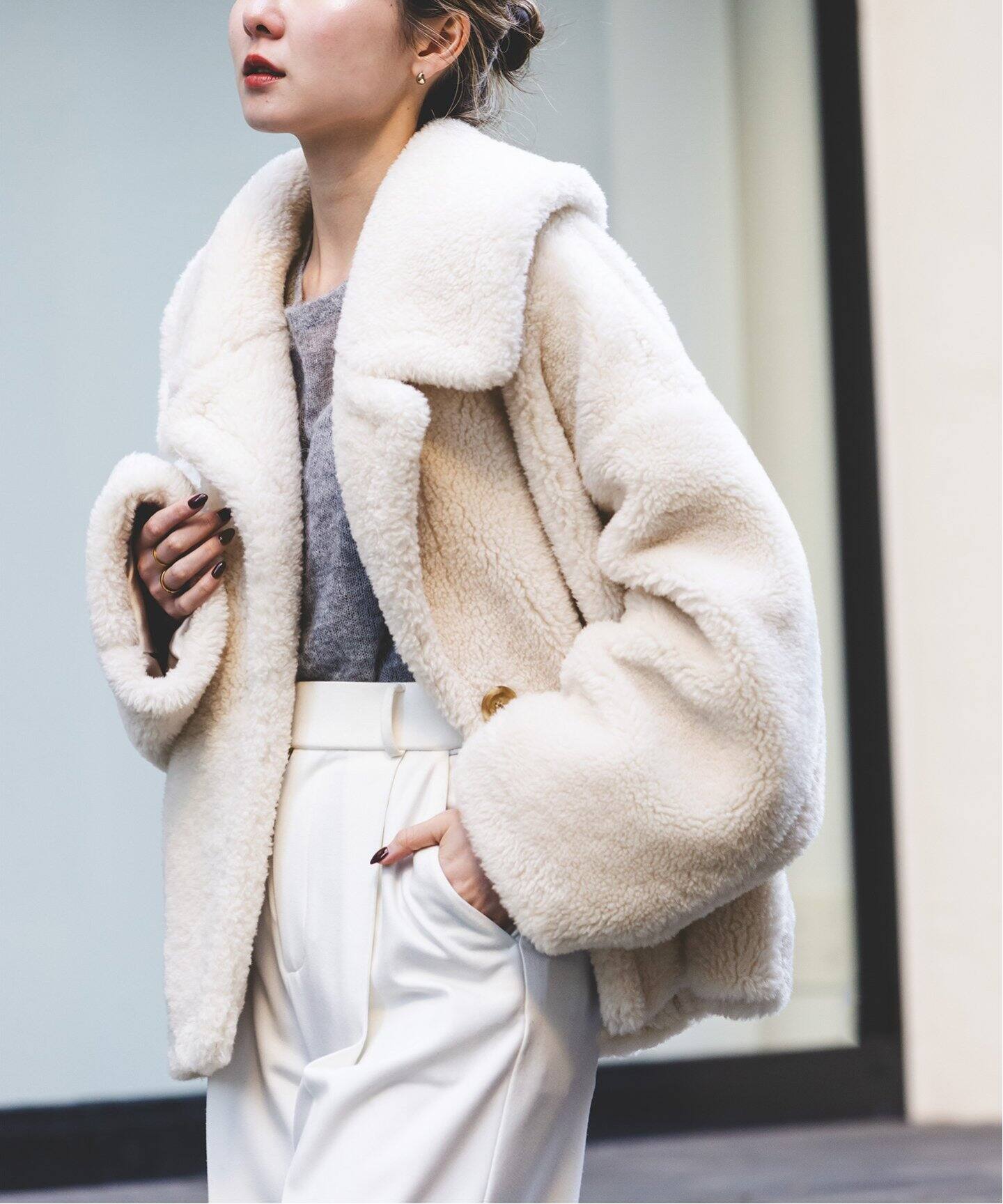 スノーボアビッグカラーコート（ボア・フリース）｜NOBLE（ノーブル  