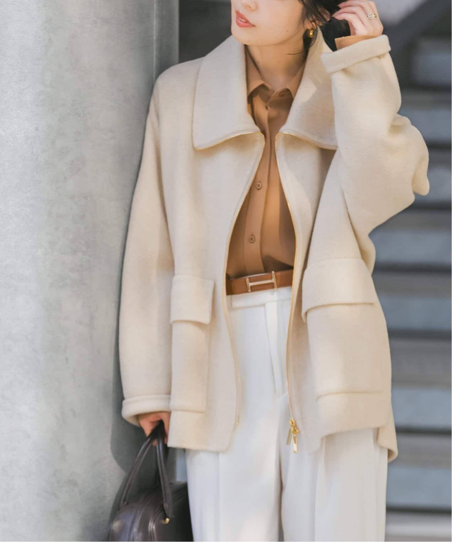 追加》キャメルミックスリバージップコート（その他ブルゾン／アウター  