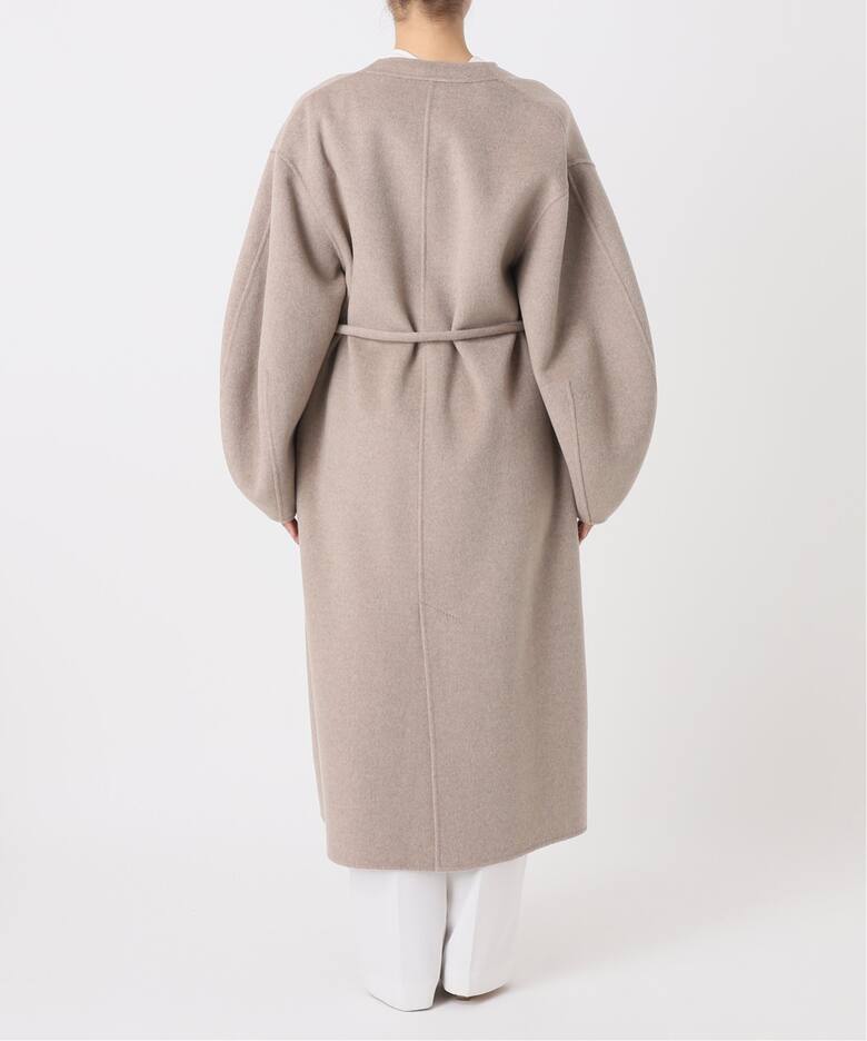 Super160sパフスリーブロングコート（ノーカラーコート）｜NOBLE  