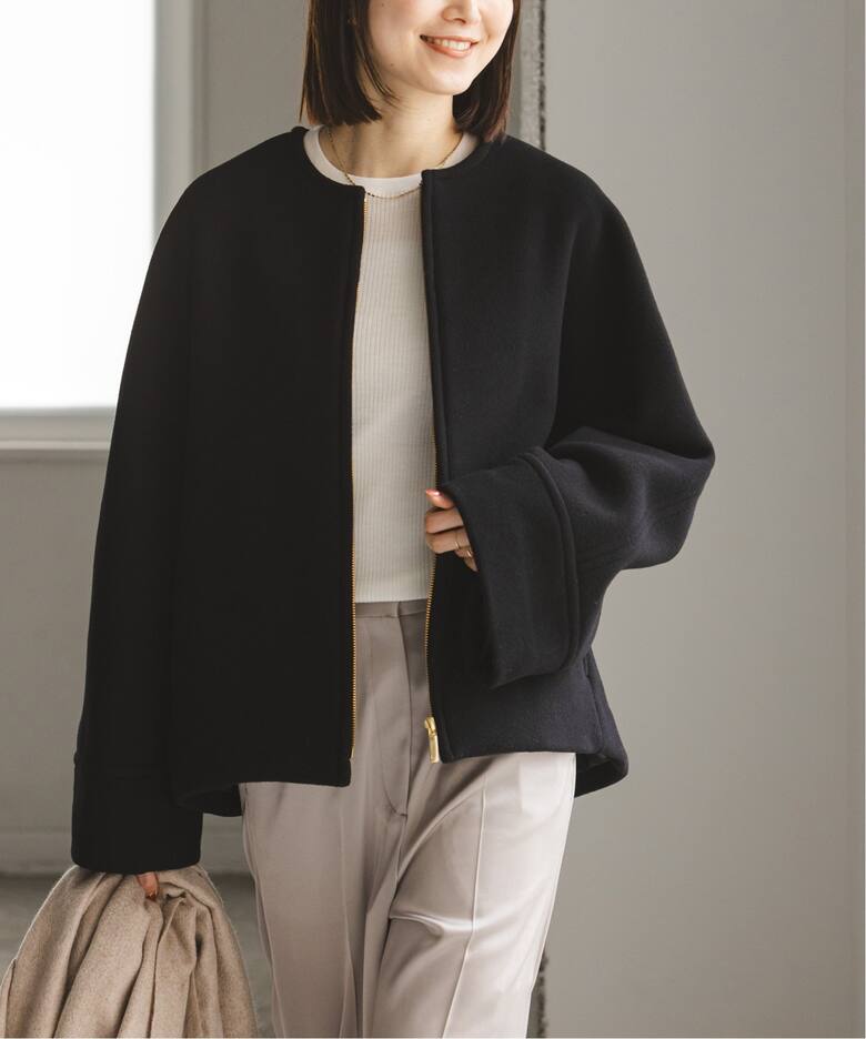 MTRショートケープブルゾン（ノーカラーコート）｜NOBLE（ノーブル）の  