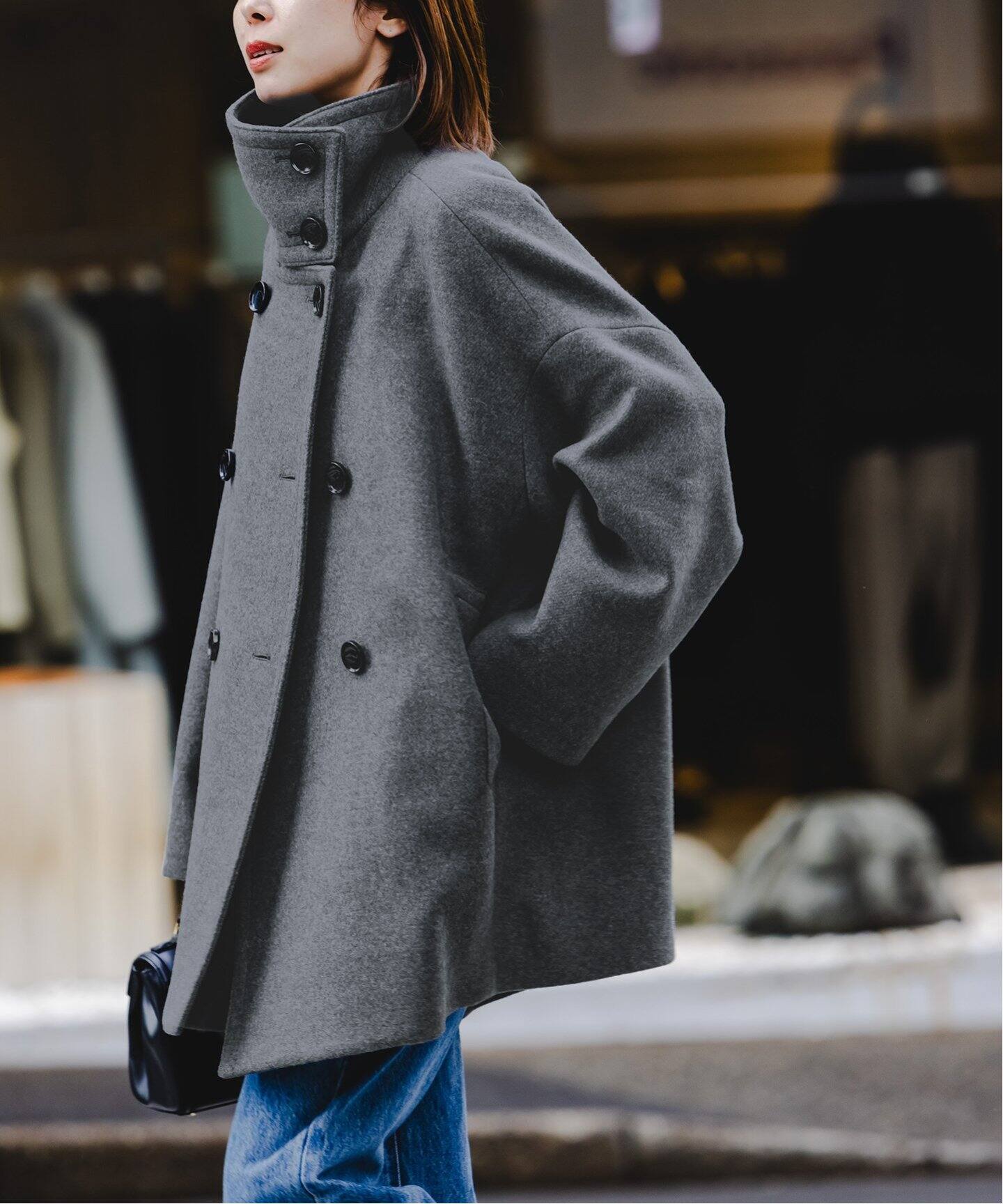 追加》スタンドカラーオーバーコート（その他ブルゾン／アウター  