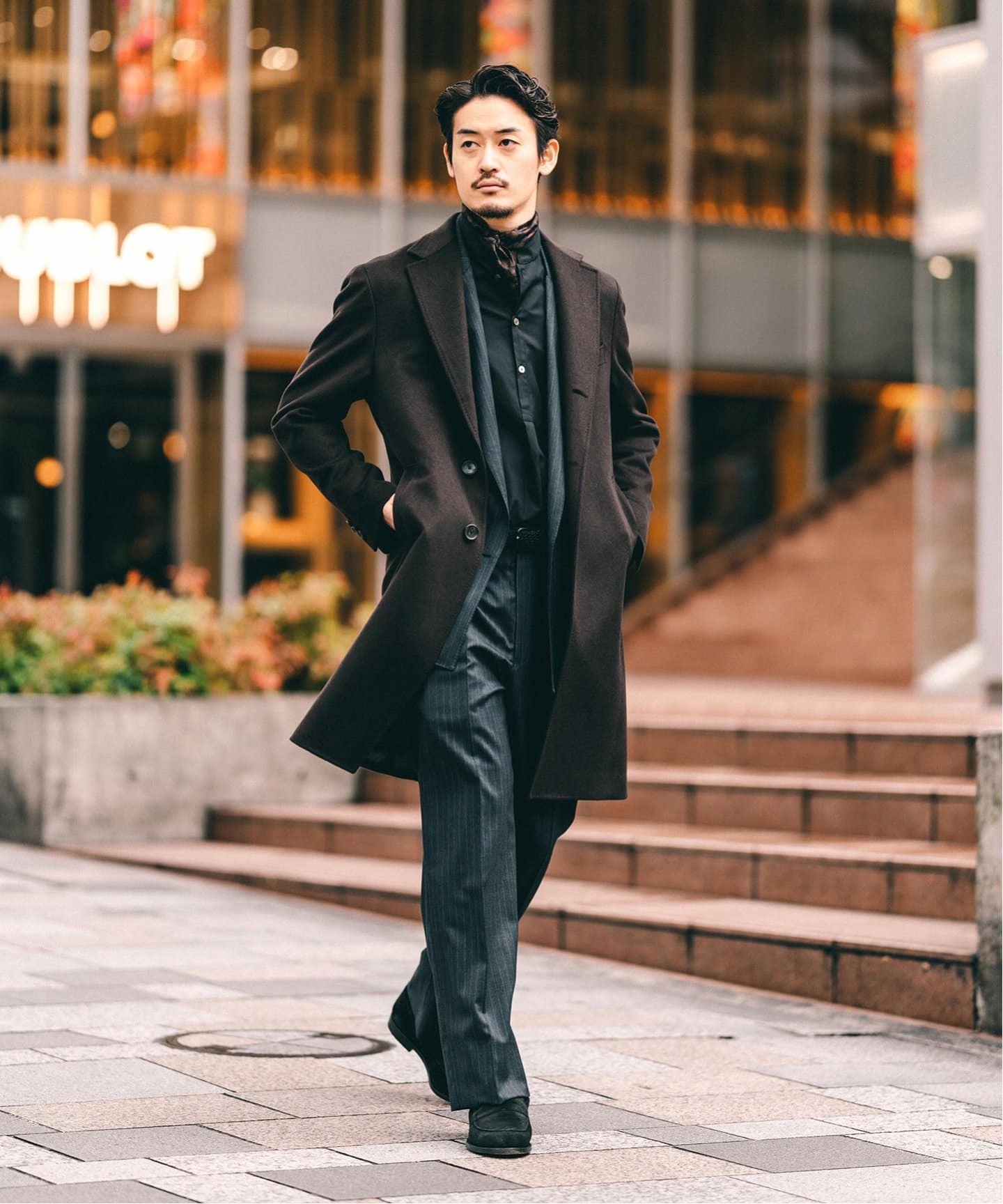 417 EDIFICE エディフィス チェスターコート ブラウン　M ウールミックスチェスターコート 417 EDIFICE フォーワンセブン