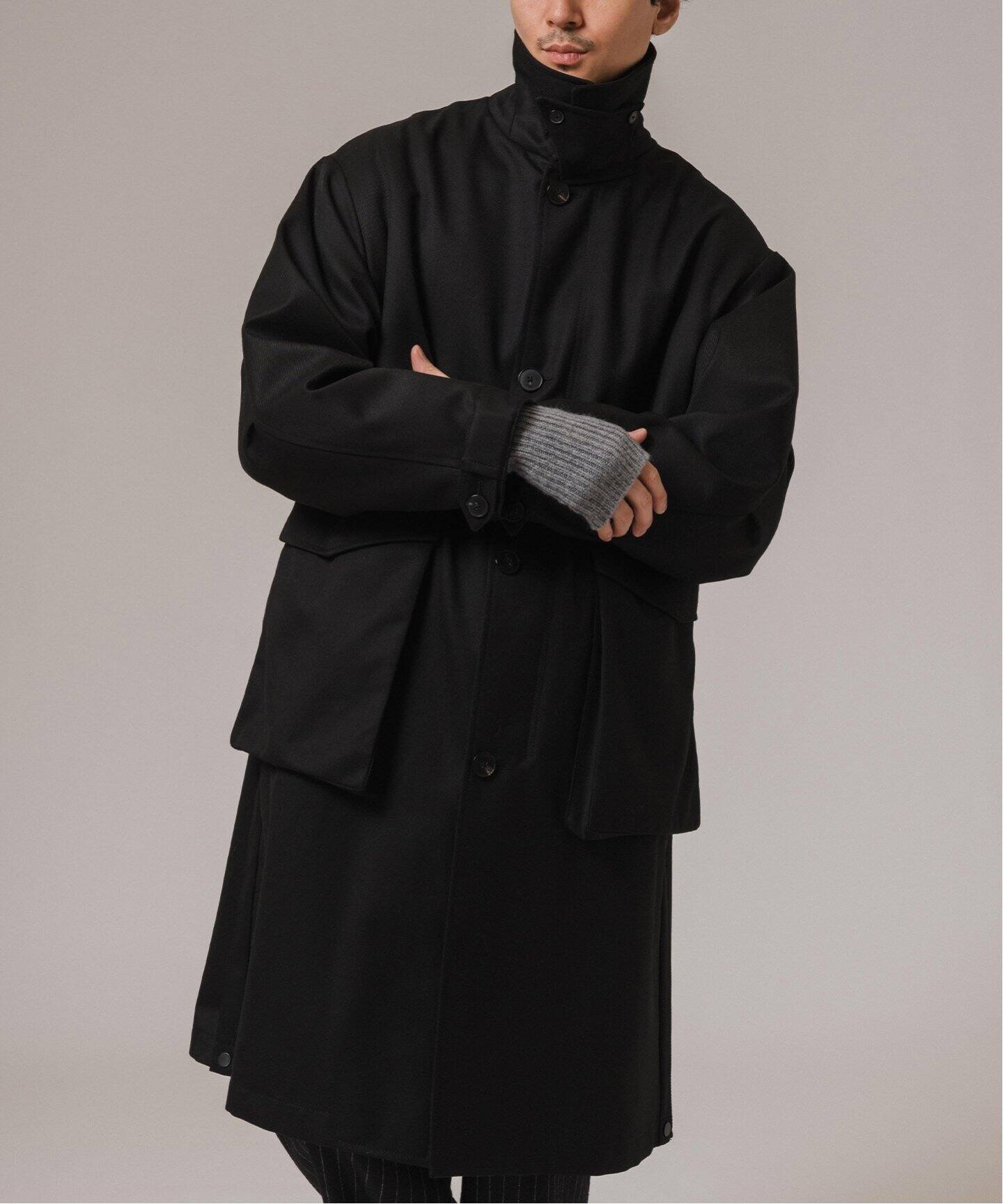 ★人気・美品★ EDIFICE オーバー コート 黒 L Macintosh 風 CONFFECT EDIFICE 2Layer Book Coat（その他ブルゾン／アウター