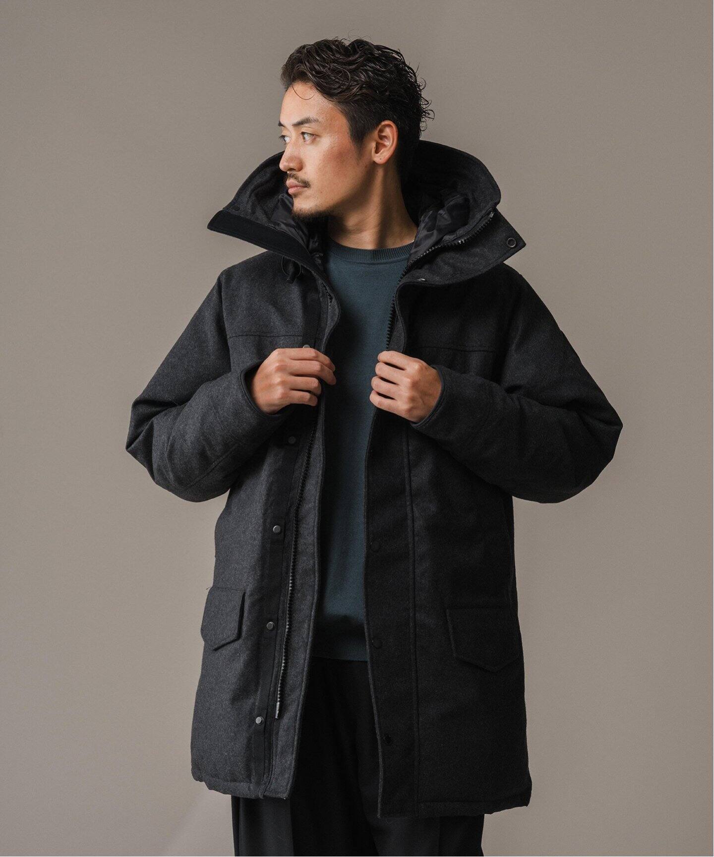 美品 EDIFICE フーデッドコート フードコート ウールコート L 限定モデル】CANADA GOOSE for EDIFICE Langford/ラングフォード