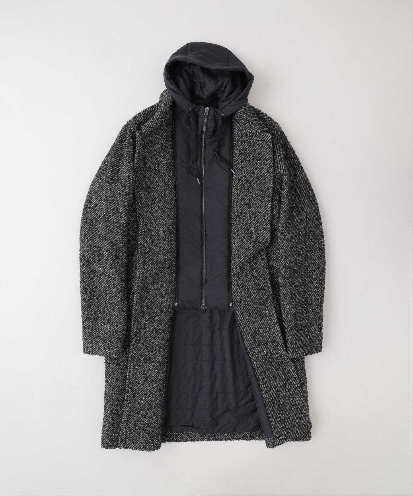 HERNO(ヘルノ) メランジツイルドッキングフーデッドコート（ダウン 