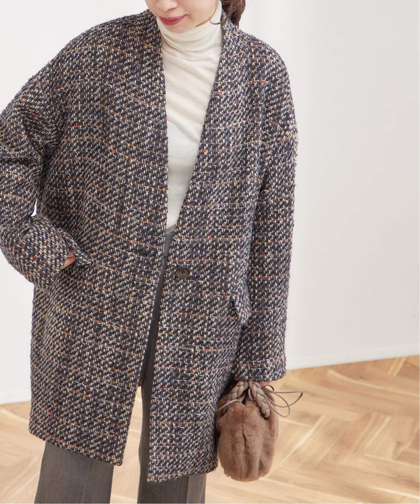 2024AW新品✨SUPER140S/GIOLICA コクーンコート　ツイード JOURNAL STANDARD L'ESSAGE｜《追加予約》SUPER140S/GIOLICA