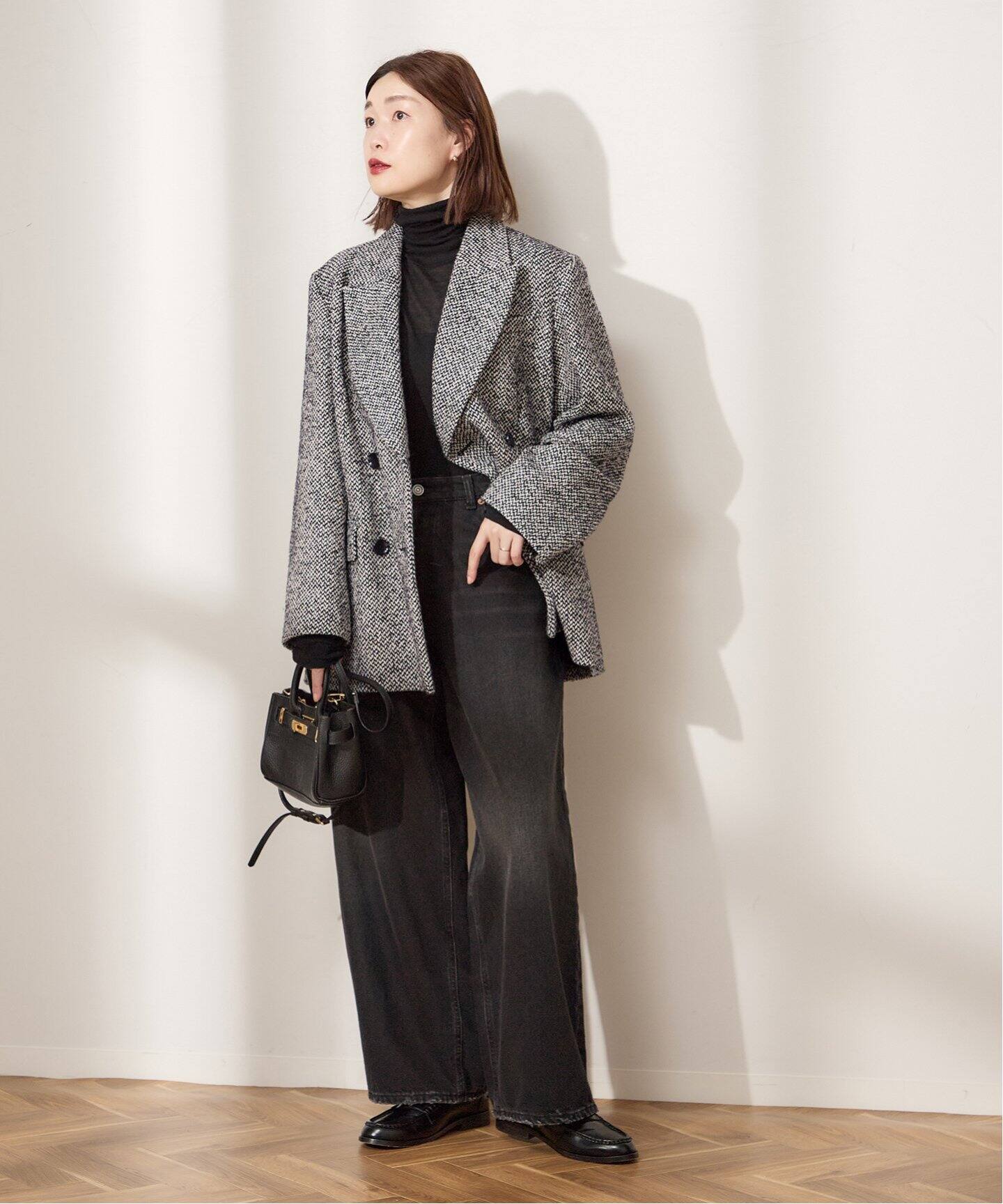 CANGIOLI/ヘリンボーンジャケットコート（その他ブルゾン／アウター  