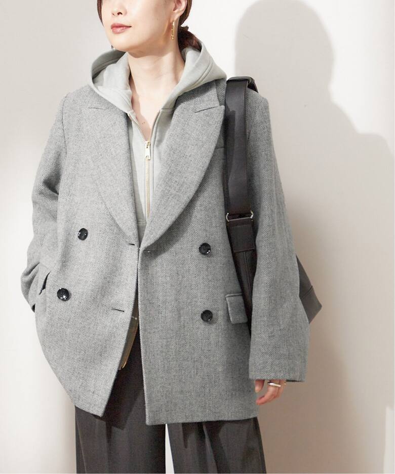 CANGIOLI/ヘリンボーンジャケットコート（その他ブルゾン／アウター  