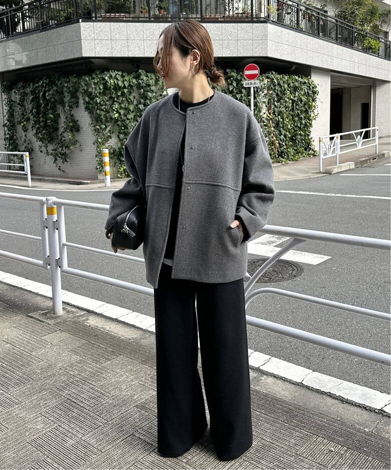 スーパー140ビーバーノーカラーショートコート（ノーカラーコート 