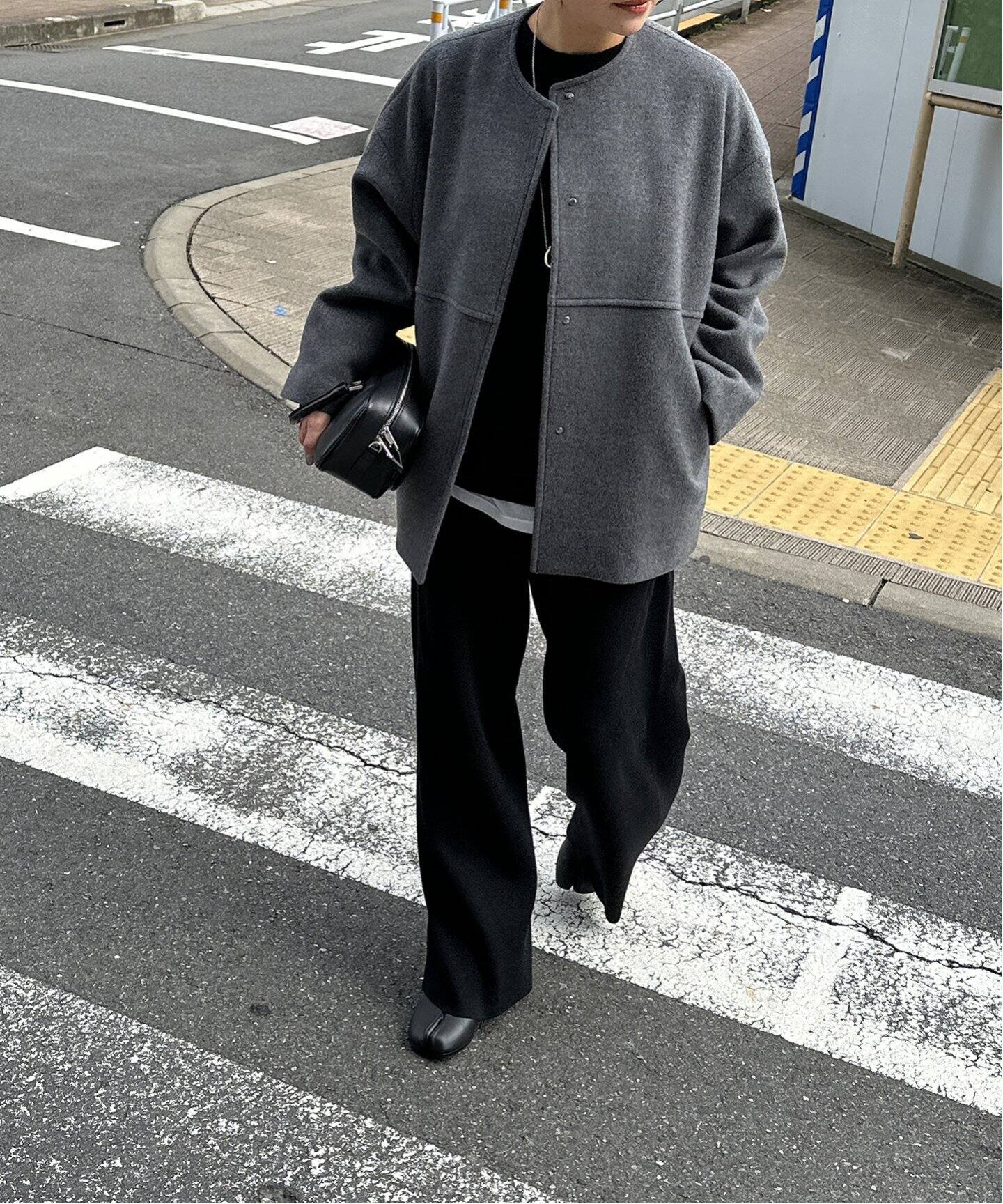 追加》スーパー140ビーバーノーカラーショートコート（ノー
