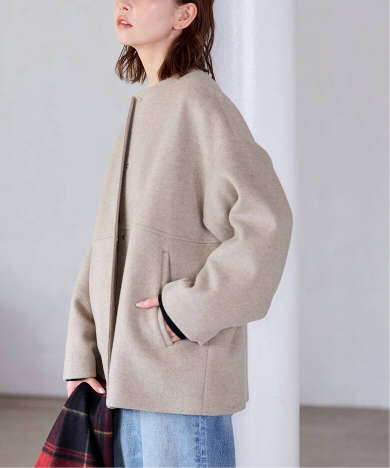 追加2》スーパー140ビーバーノーカラーショートコート（その他ブルゾン  