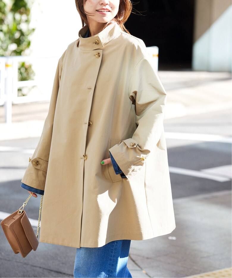 未使用EFFE BEAMS / スタンドネック ポンチョコート スタンドポンチョ  