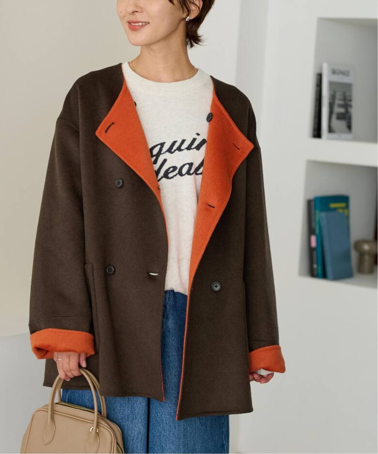 リバーシブルノーカラーショートコート（ノーカラーコート）｜JOURNAL  