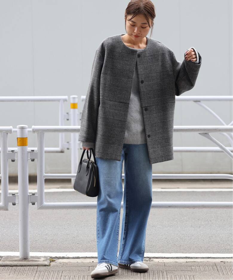 スーパーファインビーバークルーネックコート（ノーカラーコート 
