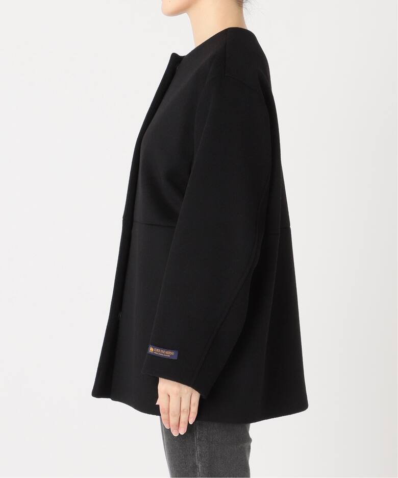 スーパーファインビーバークルーネックコート（ノーカラーコート  