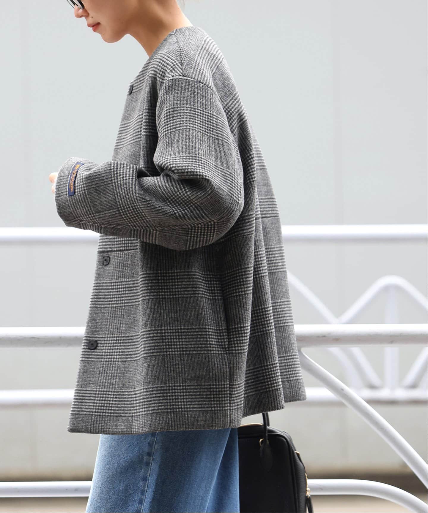 追加》スーパーファインビーバークルーネックコート（ノーカラーコート