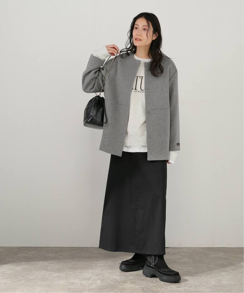 追加3》スーパーファインビーバークルーネックコート（ノーカラー  