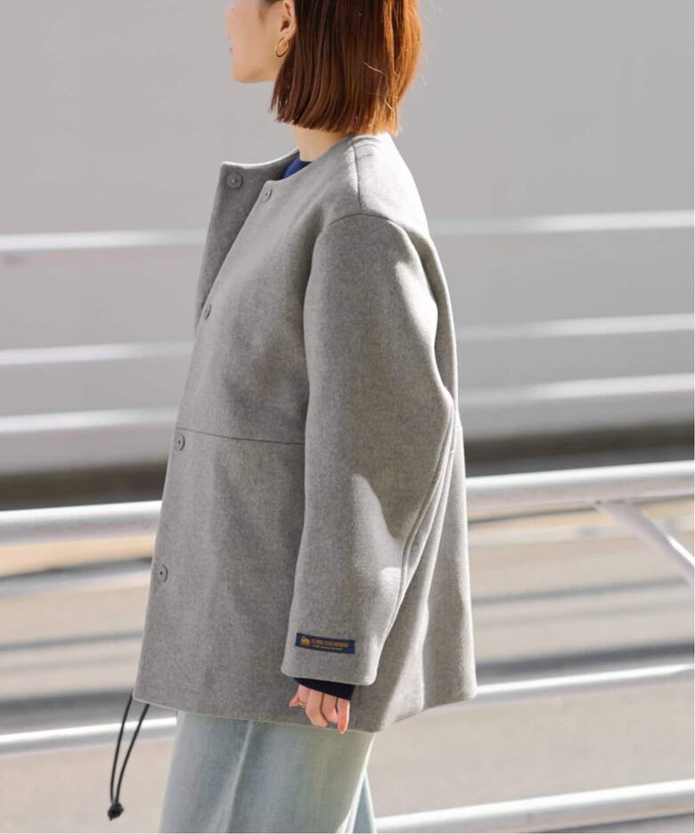 追加3》スーパーファインビーバークルーネックコート（ノーカラー  