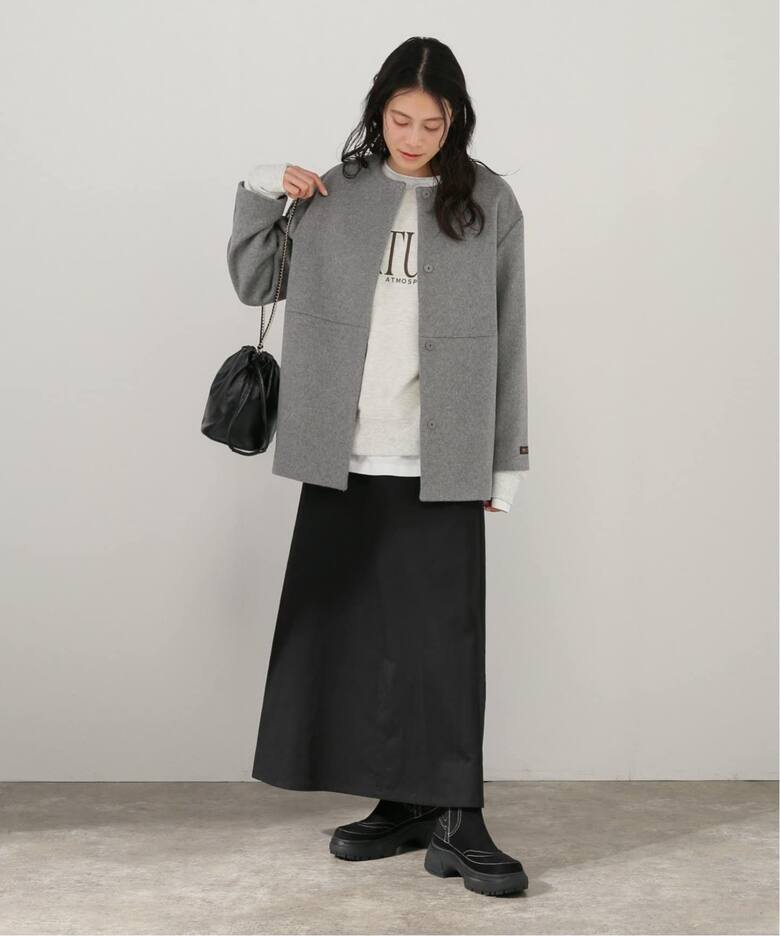 追加3》スーパーファインビーバークルーネックコート（ノーカラー  