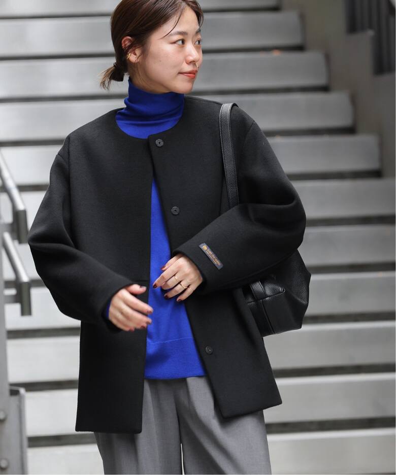 追加3》スーパーファインビーバークルーネックコート（ノーカラー  