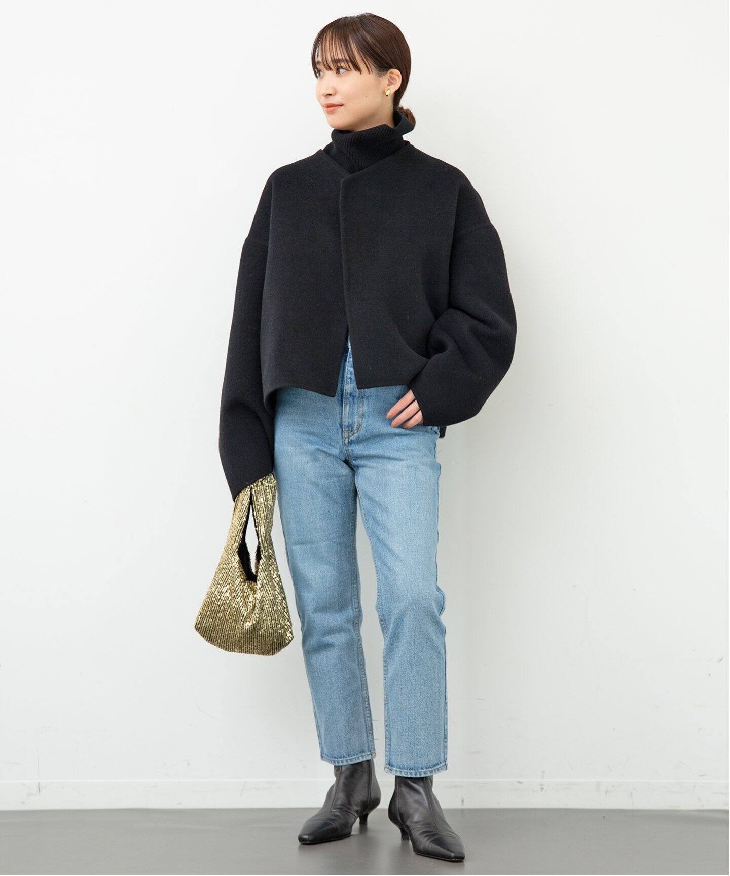 ウールアンゴラ ショートコート（ノーカラーコート）｜Deuxieme Classe  