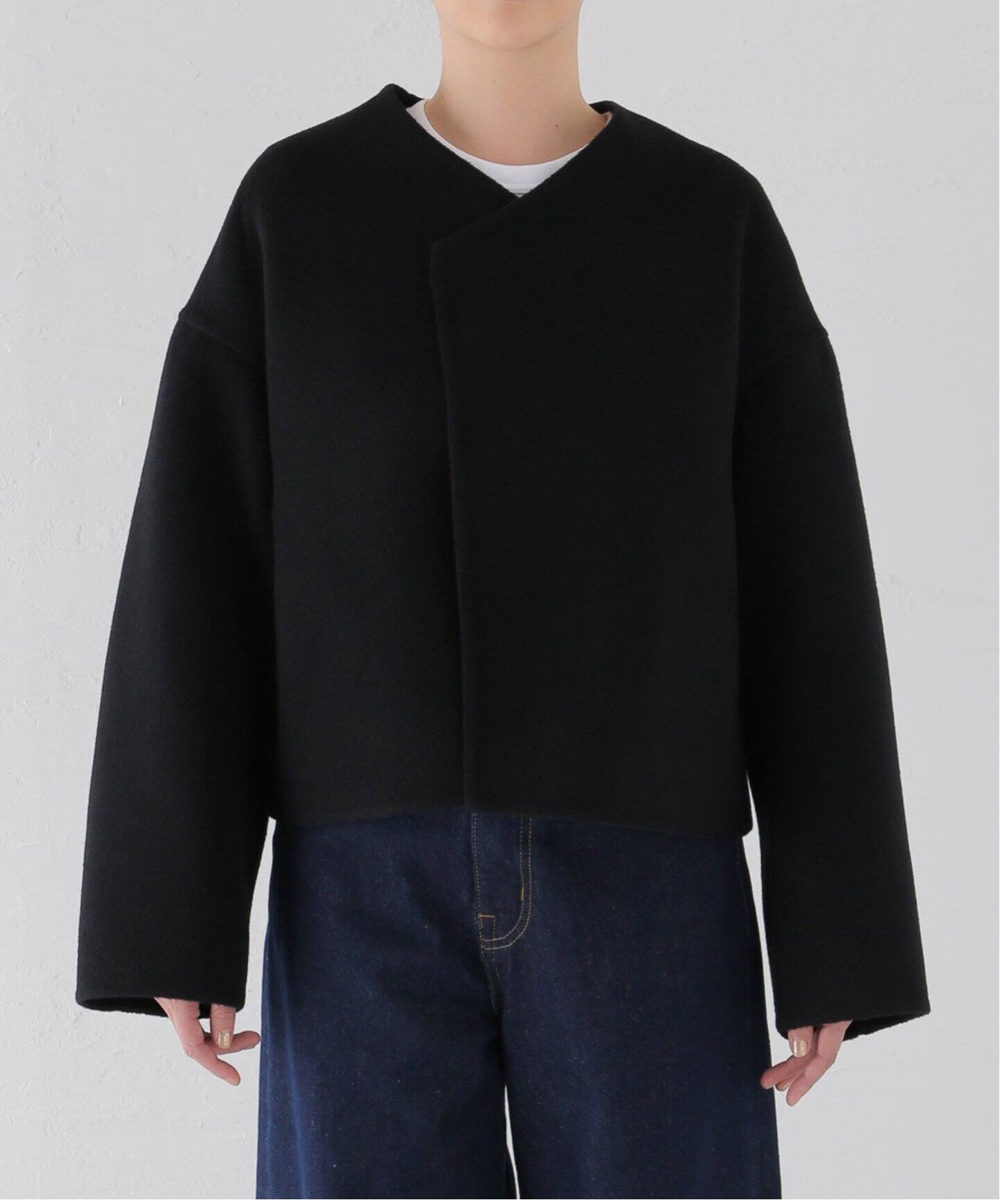 ウールアンゴラ ショートコート（ノーカラーコート）｜Deuxieme Classe  